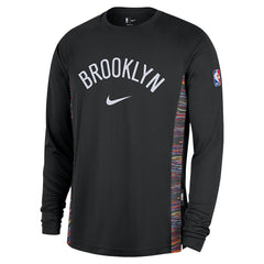 Black Brooklyn Nets 2025/26 City Edition Authentic Pregame Dri-FIT Long Sleeve Shooting T-Shirt | NBA