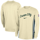 Cream Milwaukee Bucks 2025/26 City Edition Authentic Pregame Dri-FIT Long Sleeve Shooting T-Shirt | NBA