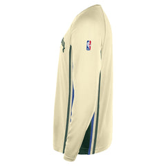 Cream Milwaukee Bucks 2025/26 City Edition Authentic Pregame Dri-FIT Long Sleeve Shooting T-Shirt | NBA