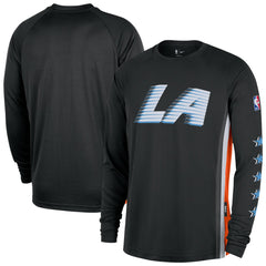 Black LA Clippers 2025/26 City Edition Authentic Pregame Dri-FIT Long Sleeve Shooting T-Shirt | NBA