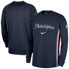 Navy Philadelphia 76ers 2025/26 City Edition Authentic Pregame Dri-FIT Long Sleeve Shooting T-Shirt | NBA