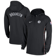 Black Brooklyn Nets 2025/26 City Edition Remix Authentic On-Court Quarter-Zip Dri-FIT Hooded Jacket | NBA