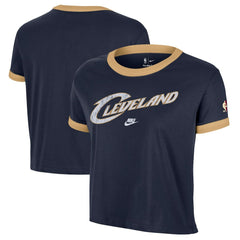 Navy Cleveland Cavaliers Women's Classic Edition Hardwood Classics Essential Vintage Ringer T-Shirt sale | NBA