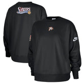 Black Philadelphia 76ers Women's Classic Edition Hardwood Classics Premium Phoenix Fleece Sweatshirt | NBA