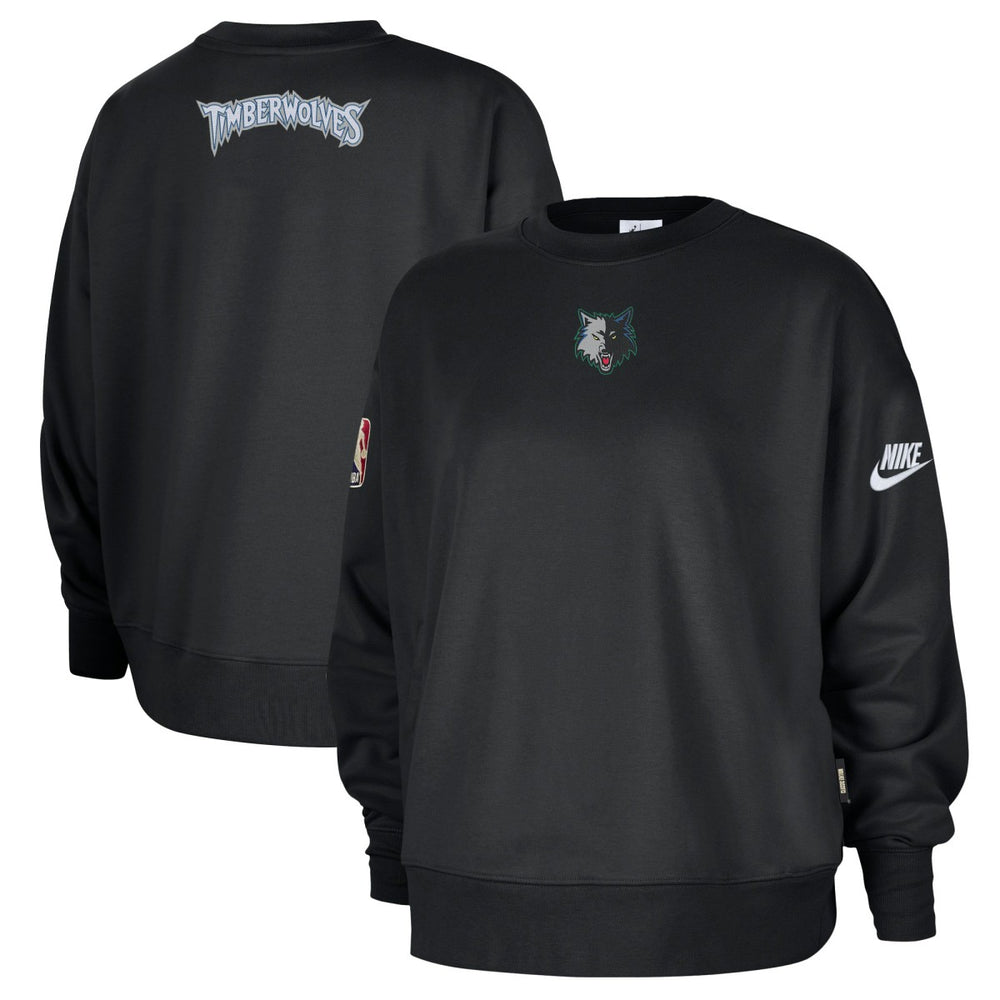 Black Minnesota Timberwolves Women's Classic Edition Hardwood Classics Premium Phoenix Fleece Sweatshirt | NBA