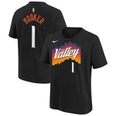 Black Devin Booker Phoenix Suns Youth 2025/26 City Edition Name & Number T-Shirt | NBA