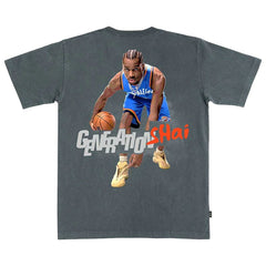 Charcoal Shai Gilgeous-Alexander Oklahoma City Thunder SLAM Unisex February/March 2025 Cover Graphic Remix T-Shirt | NBA