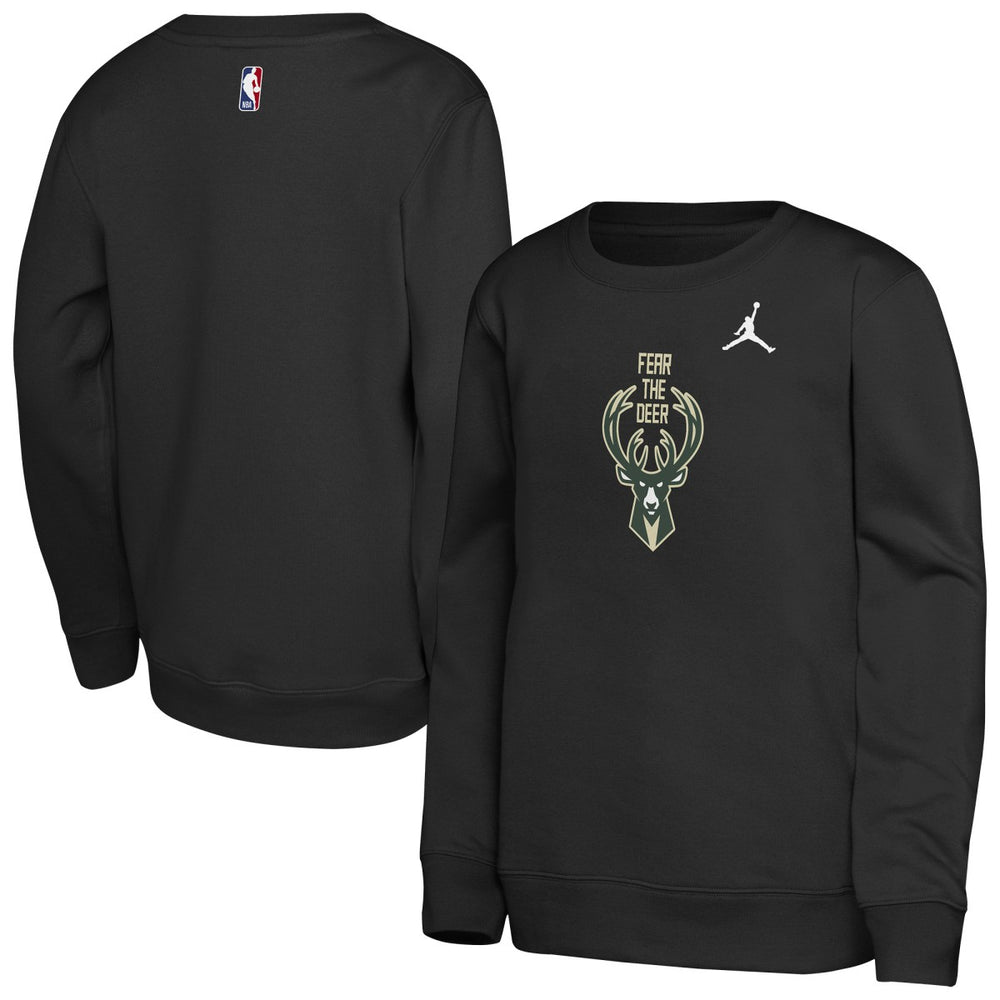 Black Milwaukee Bucks Jordan Brand Youth Courtside Statement Edition Sweatshirt | NBA
