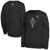 Black Milwaukee Bucks Jordan Brand Youth Courtside Statement Edition Sweatshirt | NBA