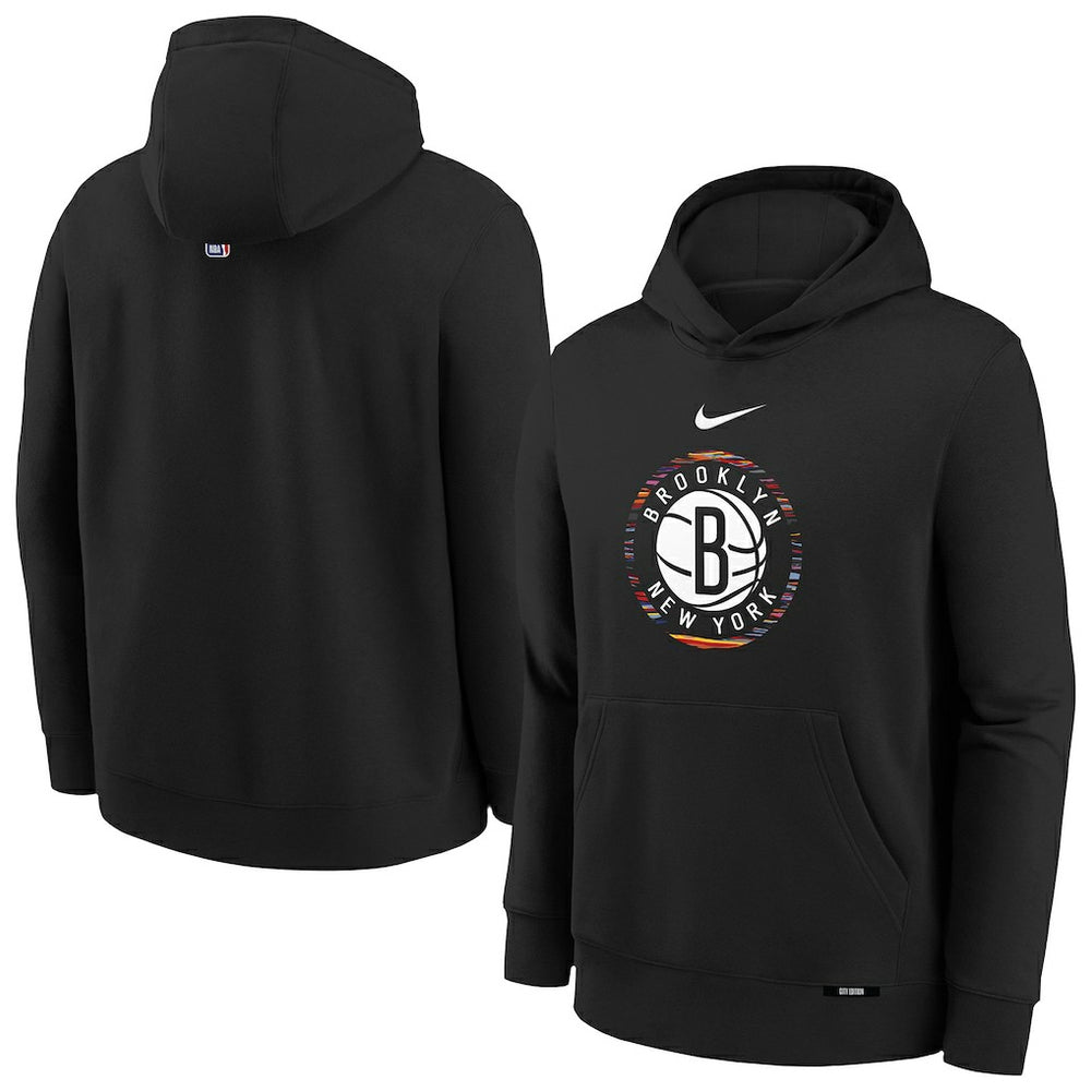 Black Brooklyn Nets Youth 2025/26 City Edition Club Fleece Pullover Hoodie | NBA