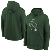 Hunter Green Milwaukee Bucks Youth 2025/26 City Edition Club Fleece Pullover Hoodie | NBA