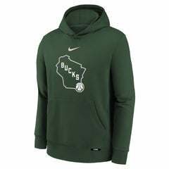 Hunter Green Milwaukee Bucks Youth 2025/26 City Edition Club Fleece Pullover Hoodie | NBA