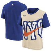 Light Beige/Blue New York Knicks Youth 2025/26 City Edition Max90 T-Shirt | NBA