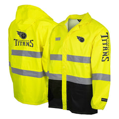Tennessee Titans Hi-Vis Safety Waterproof Rainshell Full-Zip Hooded Jacket | NFL US
