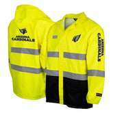 Arizona Cardinals Hi-Vis Safety Waterproof Rainshell Full-Zip Hooded Jacket | NFL New