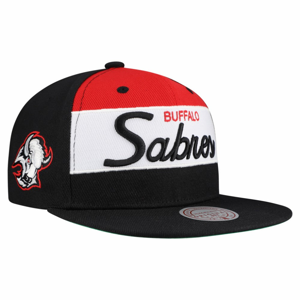 Buffalo Sabres Mitchell & Ness Retro Script Colorblock Snapback Hat - NHL Hats