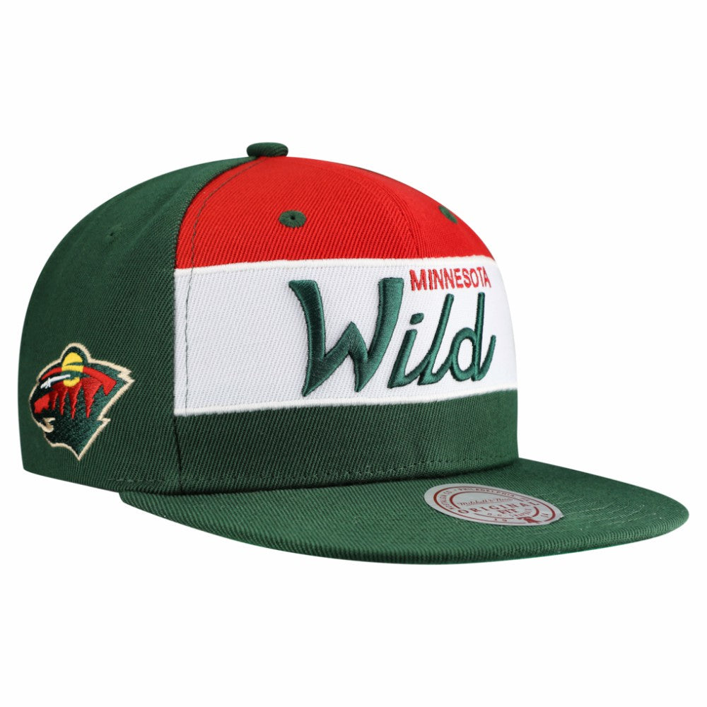 Minnesota Wild Mitchell & Ness Retro Script Colorblock Snapback Hat - NHL Hats