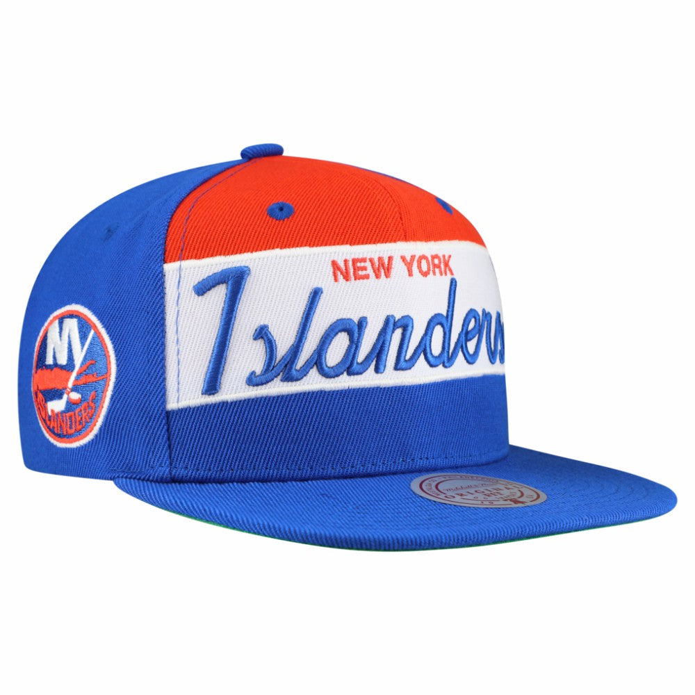 New York Islanders Mitchell & Ness Retro Script Colorblock Snapback Hat - NHL Hats