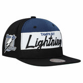 Tampa Bay Lightning Mitchell & Ness Retro Script Colorblock Snapback Hat - NHL Hats