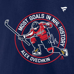 Alexander Ovechkin Washington Capitals Fanatics NHL All-Time Leading Goal Scorer Badges Long Sleeve T-Shirt - NHL T-shirts