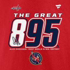 Alexander Ovechkin Washington Capitals Fanatics NHL All-Time Leading Goal Scorer The Great 895 T-Shirt - NHL T-shirts