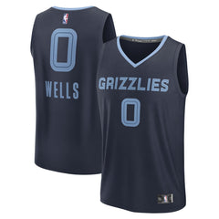 Navy Jaylen Wells Memphis Grizzlies Fast Break Replica Player Jersey | NBA
