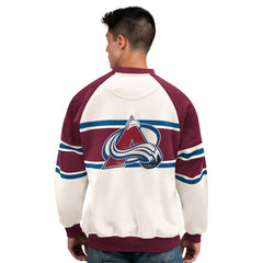 Colorado Avalanche Starter Male Adult Defense Fleece Crewneck Sweatshirt - NHL Sweatshirts