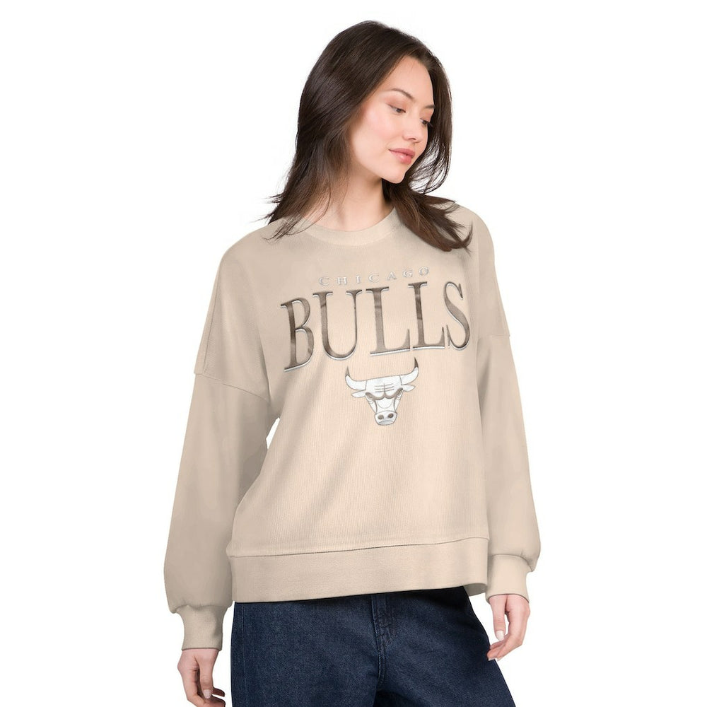 Natural Chicago Bulls G-III 4Her by Carl Banks Women's Oversized Vet II Sweatshirt | NBA
