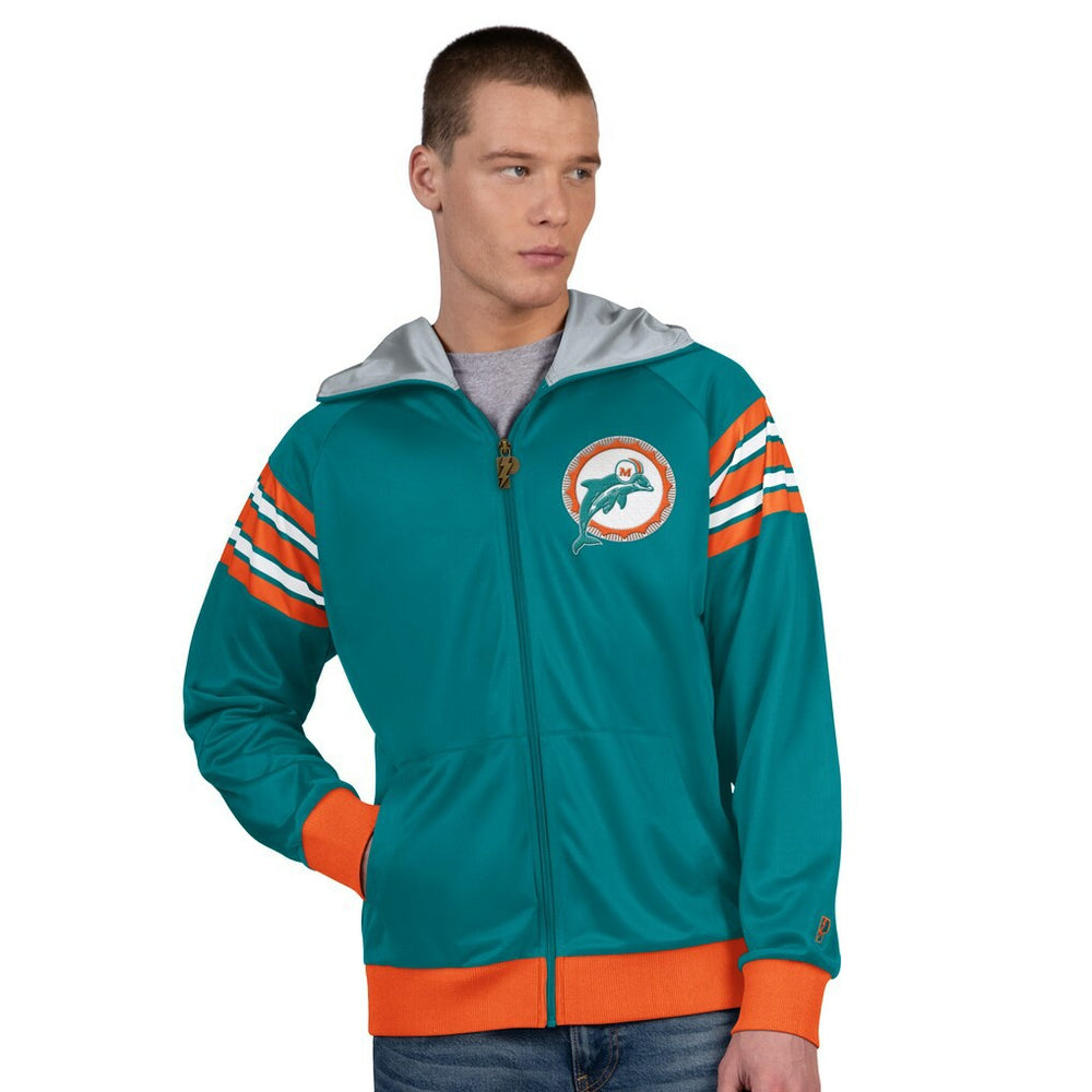 Miami Dolphins Pro Player Retro Helmet Full-Zip Hooded Track Jacket | NFL Near me