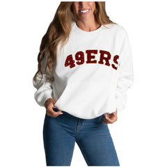 San Francisco 49ers Cuce Women's Chenille Jeweled Sweatshirt | NFL Online