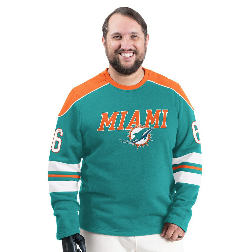 Miami Dolphins G-III Sports by Carl Banks Adaptive Lord Stanley Crewneck Sweatshirt | NFL Outlet