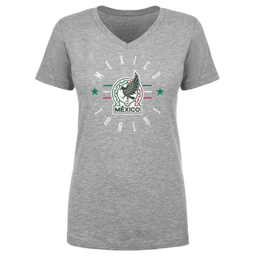 Mexico National Team 500 Level Women's Futbol V-Neck T-Shirt for sale - Heather Gray