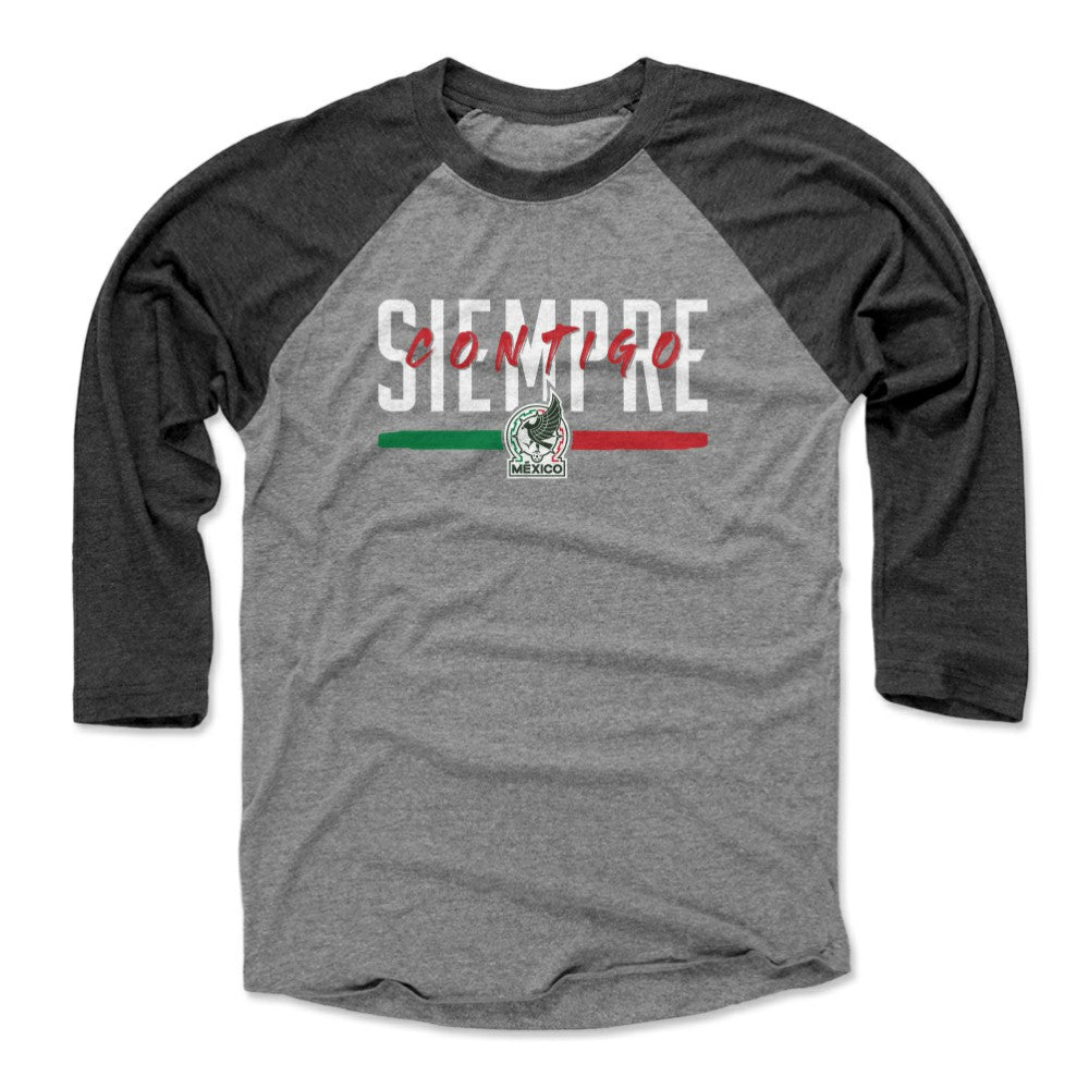 Mexico National Team 500 Level Siempre Contigo 3/4-Sleeve Tri-Blend Baseball T-Shirt for sale - Black/Heather Gray