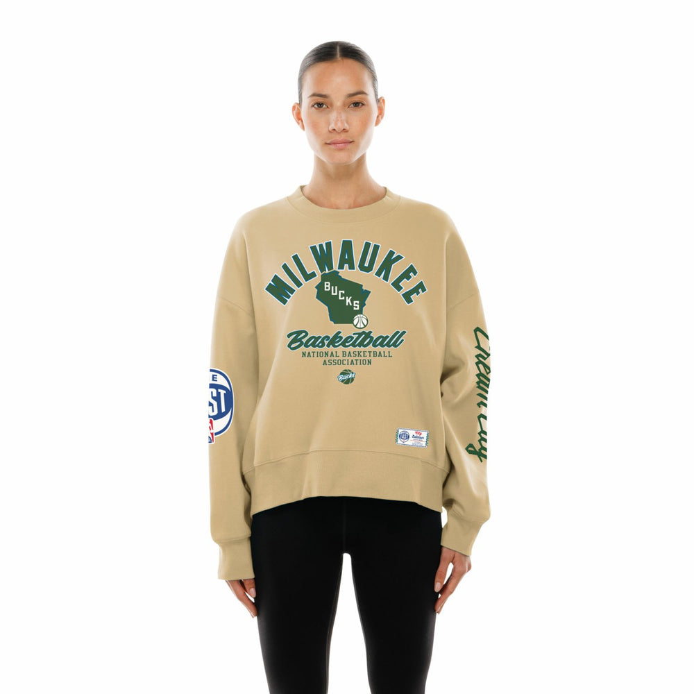 Tan Milwaukee Bucks Women's 2025/26 City Edition Sweatshirt | NBA
