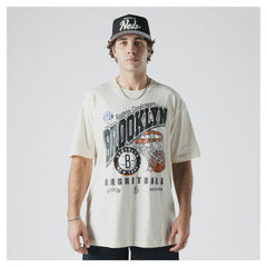 Cream Brooklyn Nets Oversized City Edition Remix Vintage T-Shirt | NBA