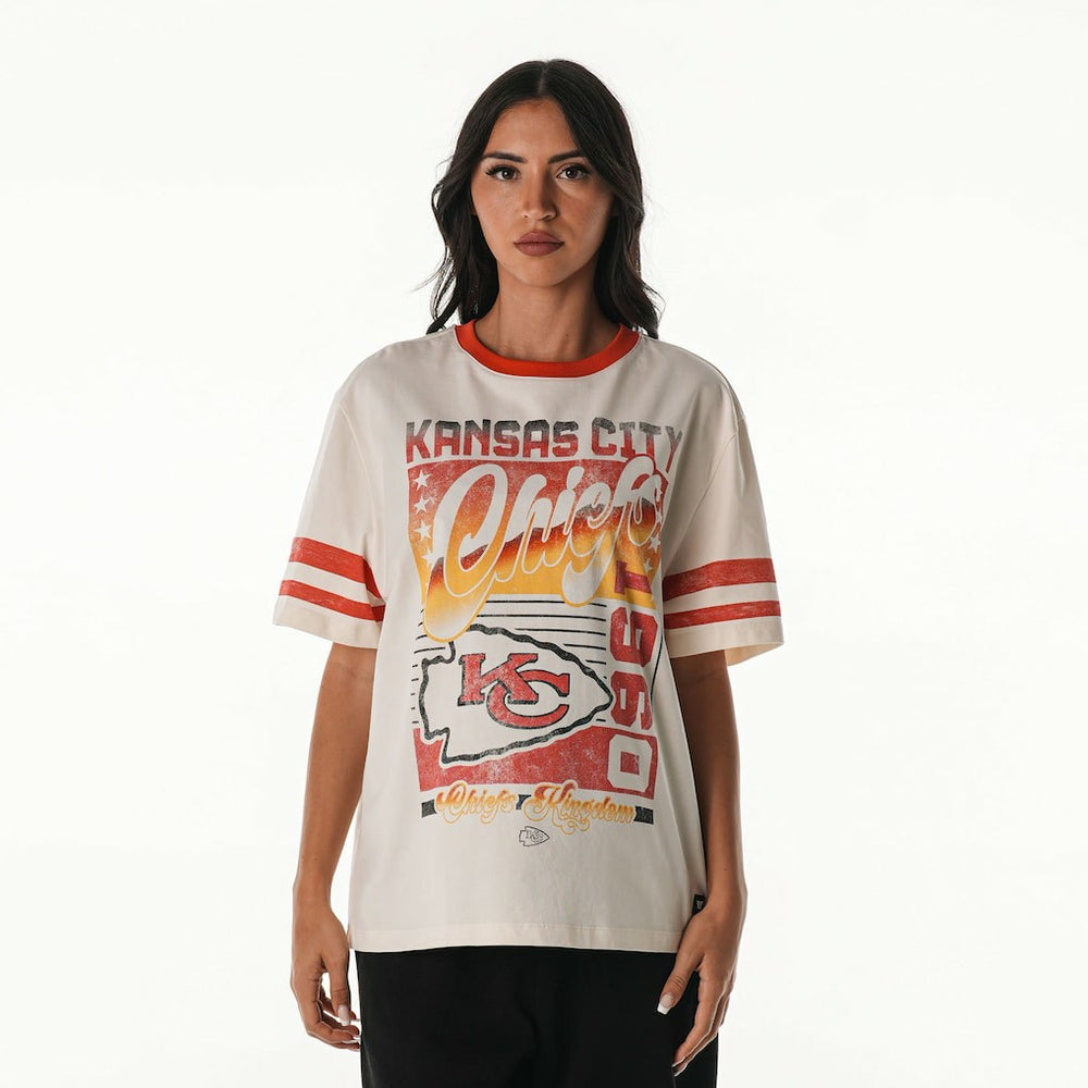 Kansas City Chiefs The Wild Collective Women's Vintage Drop Shoulder Oversized Boyfriend T-Shirt | NFL US