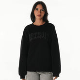 Detroit Lions The Wild Collective Women's Rock Crystal Oversized Crewneck Sweatshirt | NFL Outlet