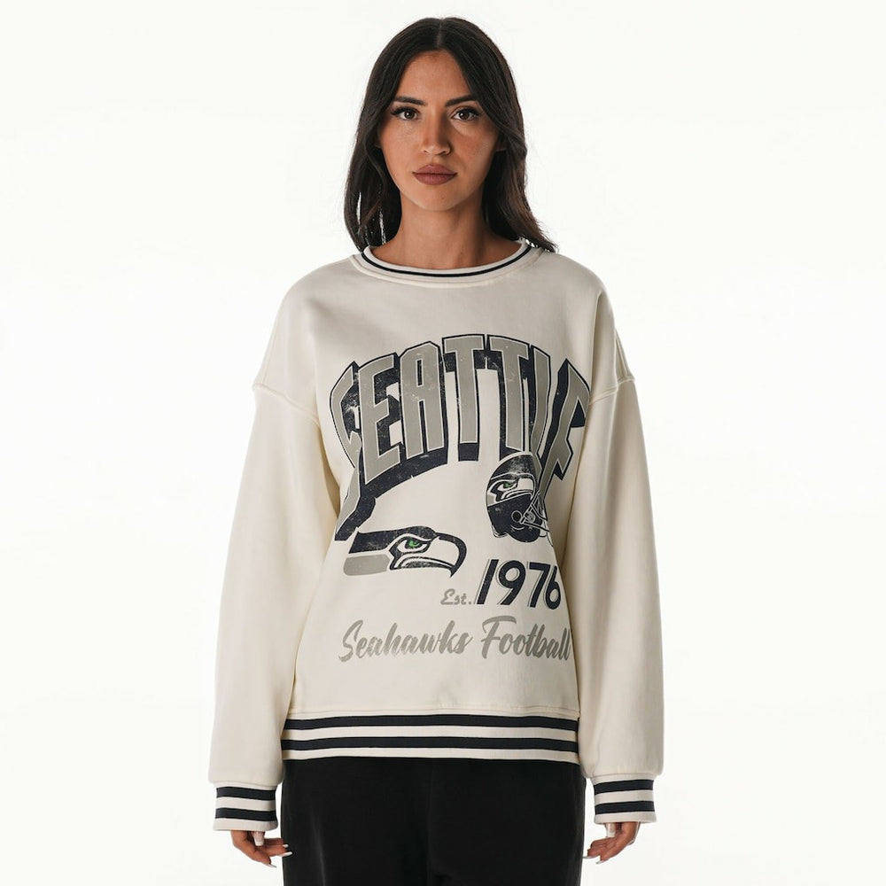Seattle Seahawks The Wild Collective Women's Oversized Vintage French Terry Sweatshirt | NFL New