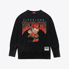 Cleveland Browns Women's Delineate Mineral Wash Crewneck Sweatshirt | NFL Outlet