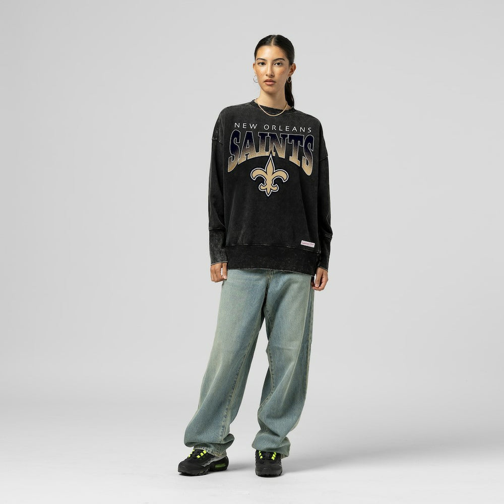 New Orleans Saints Women's Delineate Mineral Wash Crewneck Sweatshirt | NFL On sale