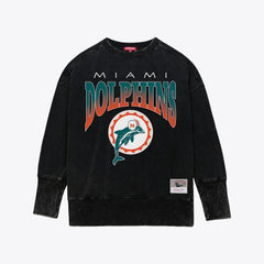 Miami Dolphins Women's Delineate Mineral Wash Crewneck Sweatshirt | NFL Discount