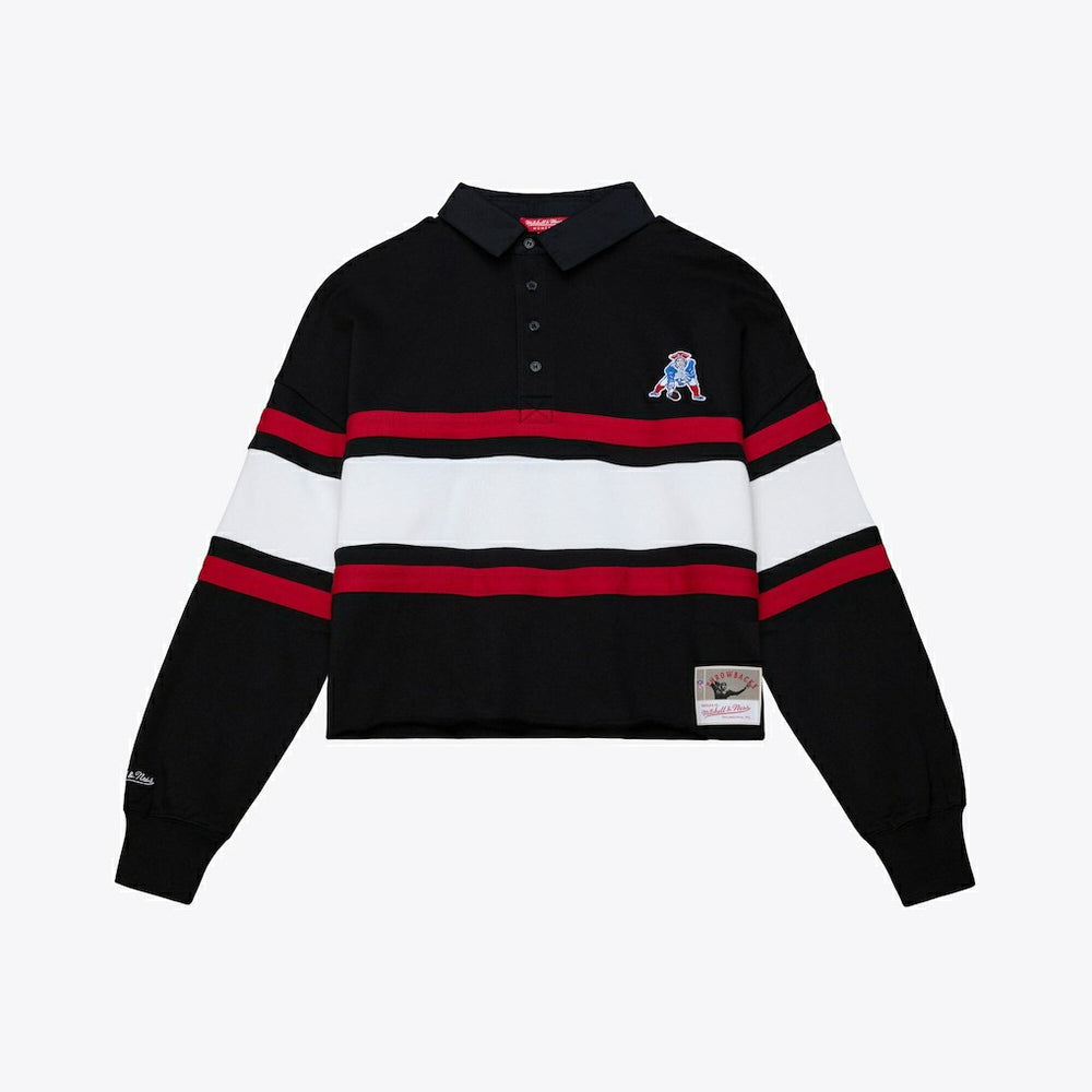 New England Patriots Women's Throwback Cropped Long Sleeve Rugby Polo | NFL US