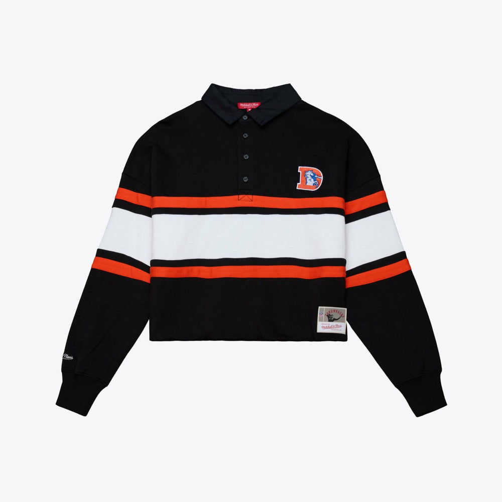 Denver Broncos Women's Throwback Cropped Long Sleeve Rugby Polo | NFL New