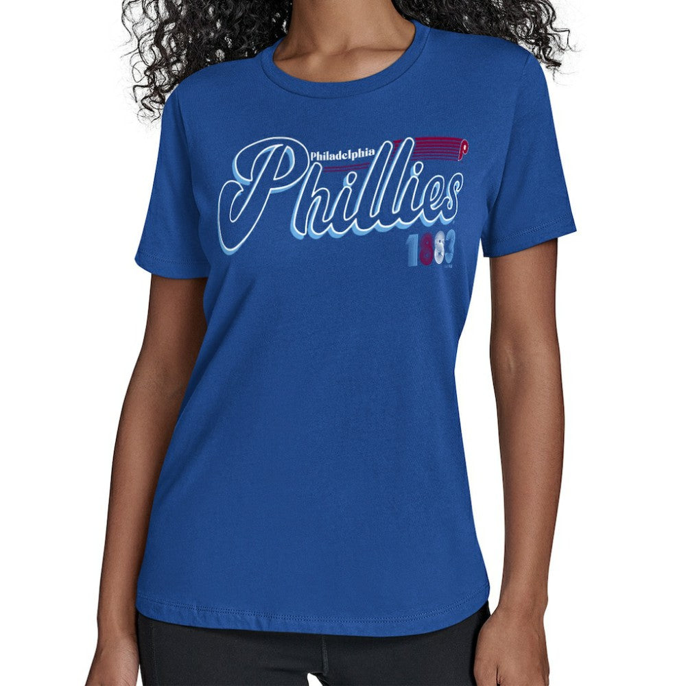 Philadelphia Phillies Starter Women's Groovy Script Team Fitted T-Shirt - MLB T-shirts
