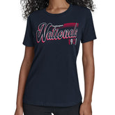 Washington Nationals Starter Women's Groovy Script Team Fitted T-Shirt - MLB T-shirts