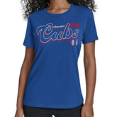 Chicago Cubs Starter Women's Groovy Script Team Fitted T-Shirt - MLB T-shirts