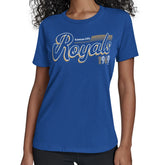 Kansas City Royals Starter Women's Groovy Script Team Fitted T-Shirt - MLB T-shirts