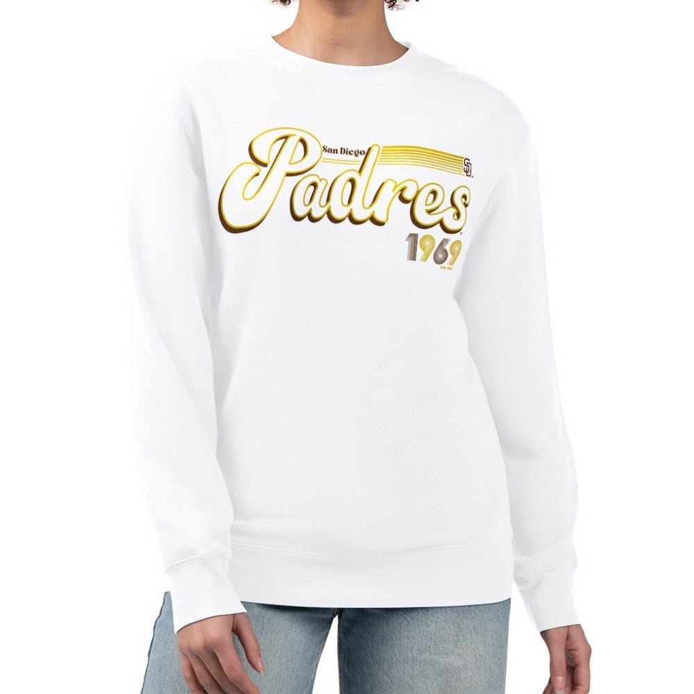 San Diego Padres Starter Women's Groovy Script Team Fleece Pullover Sweatshirt - MLB Pullover