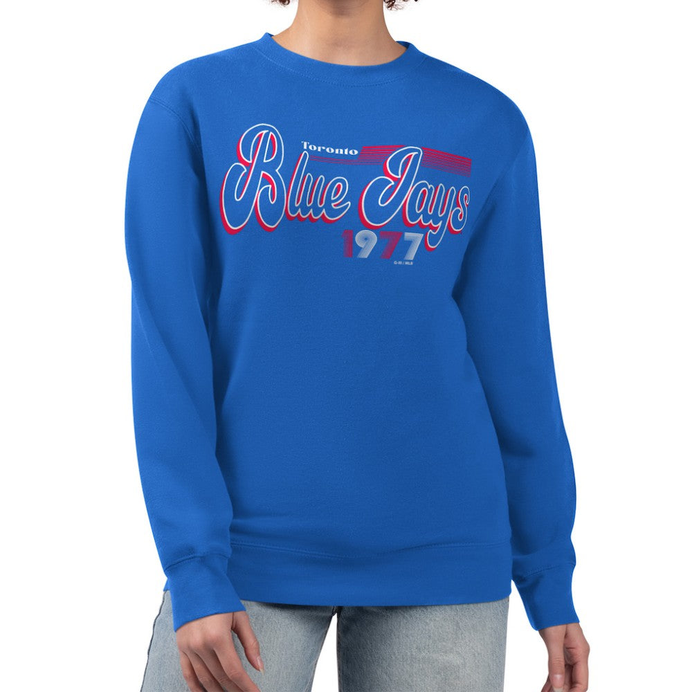 Toronto Blue Jays Starter Women's Groovy Script Team Fleece Pullover Sweatshirt - MLB Pullover