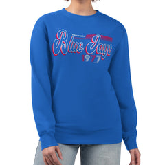 Toronto Blue Jays Starter Women's Groovy Script Team Fleece Pullover Sweatshirt - MLB Pullover